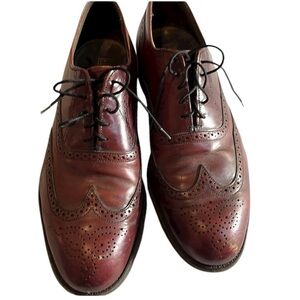 Dexter size 11W brown leather wing tip dress shoes leather sole